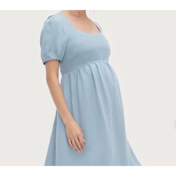 Hatch Collection The Tisha Ruffle Hem Midi Dress Maternity Sky Blue Size 2 - Med - Picture 13 of 14